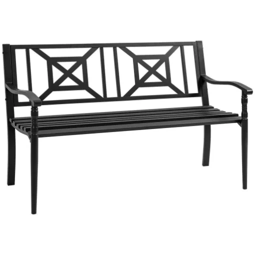 PANCHINA DA GIARDINO IN ACCIAIO CON SCHIENALE ALTO 128X62.5X81.5 CM NERO - MAURY'S