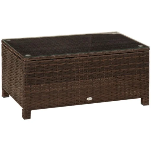 TAVOLINO DA GIARDINO IN RATTAN CON TOP VETRO 85 X 50 X 39 CM MARRONE - MAURY'S