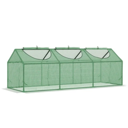 MINI SERRA DA GIARDINO CON 3 FINESTRE E COPERTURA ANTI-UV 180X60X60 CM VERDE