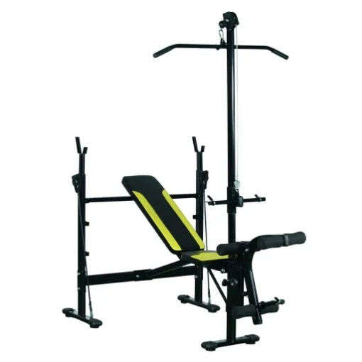 PANCA MULTIFUNZIONE STAZIONE FITNESS CON SCHIENALE REGOLABILE SU 3 LIVELLI NERO - MAURY'S