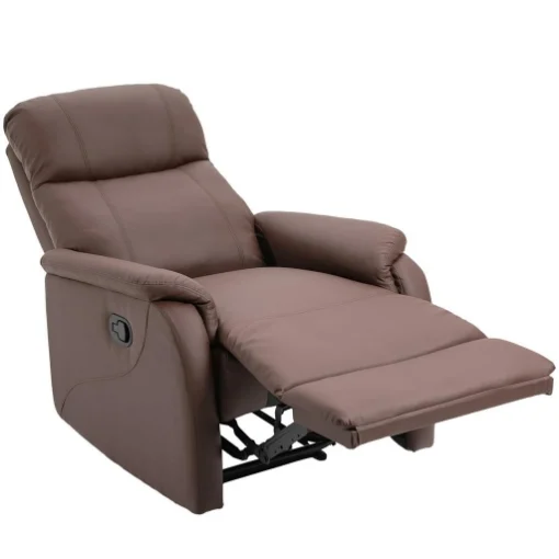 POLTRONA RELAX MANUALE CON SCHIENALE RECLINABILE E POGGIAPIEDI MARRONE - MAURY'S