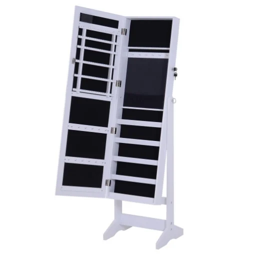 ARMADIO PORTAGIOIE A SPECCHIO CON 20 LUCI LED BIANCO 40 X 37 X 146 CM - LUPIA