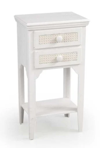 VIENNA COMODINO CON 2 CASSETTI 40 X 32 X 68 CM COLORE BIANCO E CREMA - MAURY'S