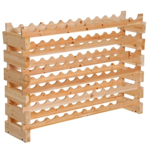 CANTINETTA PORTABOTTIGLIE IN LEGNO DI PINO CON 6 RIPIANI 114X28X80 CM - LUPIA