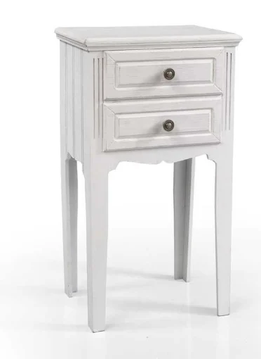 PERLA COMODINO CON 2 CASSETTI E RIPIANO 38 X 28 X 69 CM COLORE BIANCO - MAURY'S