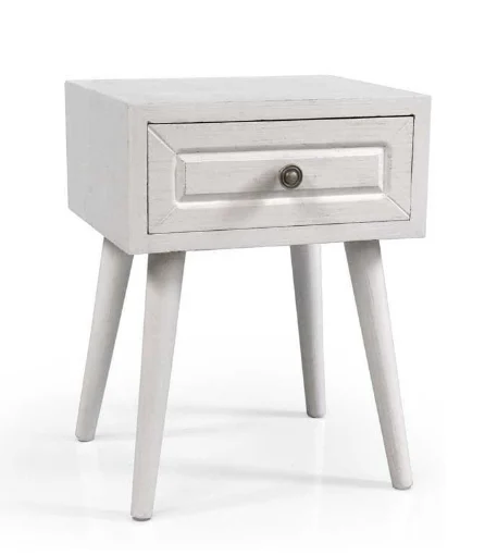 PERLA COMODINO BASSO CON CASSETTO 35 X 30 X 47 CM COLORE BIANCO - MAURY'S