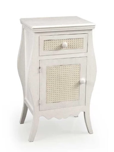 VIENNA COMODINO CON CASSETTO E ANTA 48 X 34 X 77 CM COLORE BIANCO E CREMA - MAURY'S