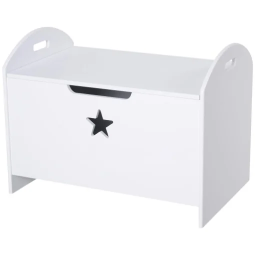 BAULE CONTENITORE PORTAGIOCHI PER CAMERETTA BAMBINI IN LEGNO BIANCO 62 X 40 X 46.5CM - MAURY'S