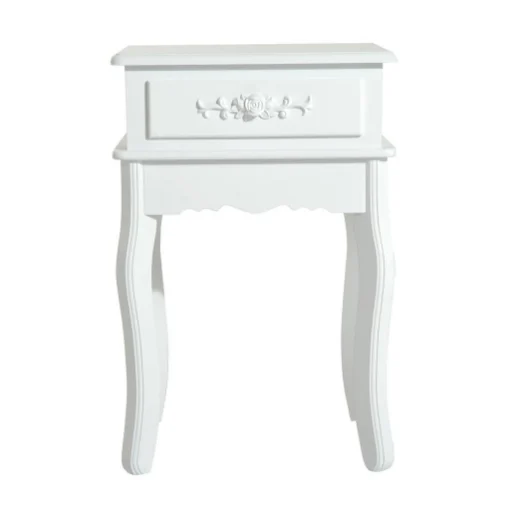 COMODINO CON CASSETTO IN LEGNO BIANCO 40 X 35 X 60 CM - LUPIA