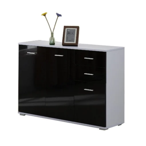 MOBILETTO CONSOLLE CON ANTE E CASSETTI 106 X 76 X 35 CM NERO LUCIDO - BAMA