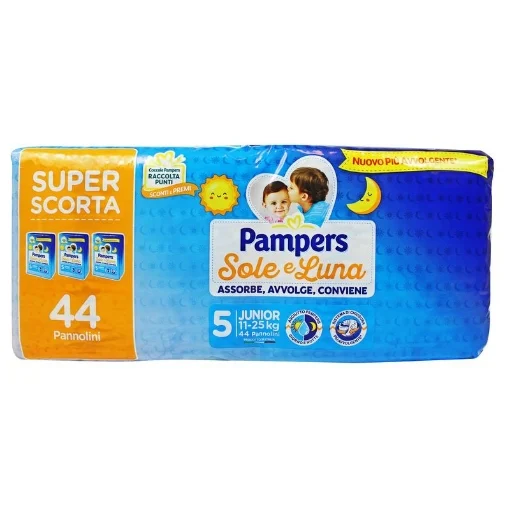 PAMPERS SOLE&LUNA 5 JUNIOR 11/25 KG IN PACCO DA 44 PEZZI