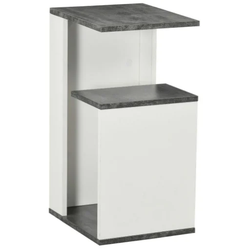 COMODINO CON RIPIANO APERTO DESIGN IRREGOLARE 35X29.5X60 CM GRIGIO E BIANCO - MAURY'S