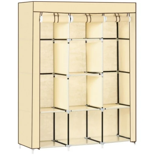 ARMADIO IN TESSUTO CON 8 RIPIANI E PORTA AVVOLGIBILE 125X43X162.5CM BEIGE - MAURY'S