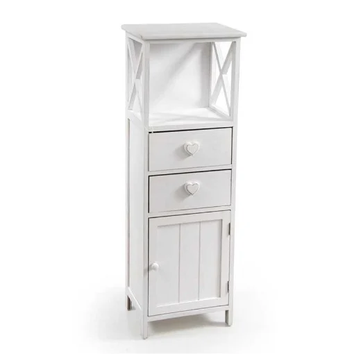 MOBILETTO IN LEGNO COLORE BIANCO CON 2 CASSETTI E 2 ANTE 35X25X104 - MAURY'S