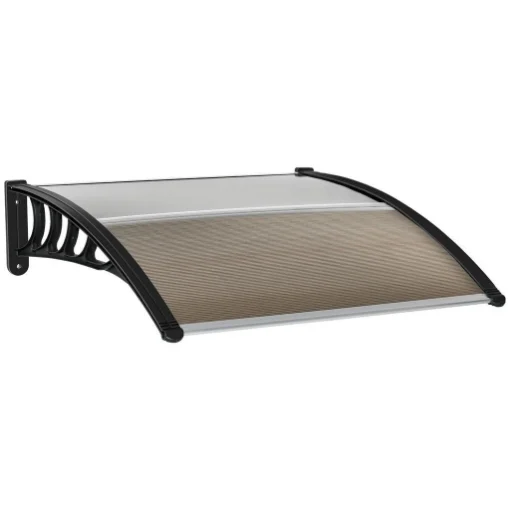 TETTOIA DA ESTERNO IN POLICARBONATO PER PORTE E FINESTRE CON KIT MONTAGGIO 100X100X26CM MARRONE - MAURY'S