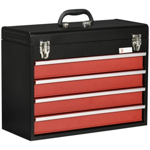 CASSETTA PORTA ATTREZZI IN ACCIAIO CON 4 CASSETTI 51X22X39.5 CM ROSSO E NERO - MAURY'S