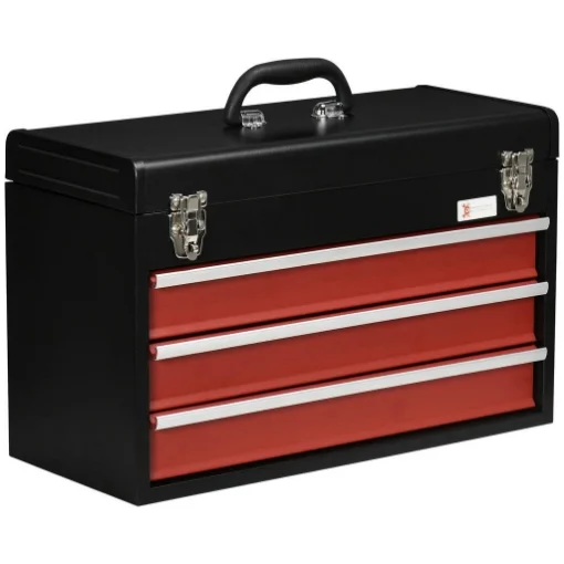 CASSETTA PORTA ATTREZZI IN ACCIAIO CON 3 CASSETTI 51X22X32CM ROSSO E NERO - MAURY'S