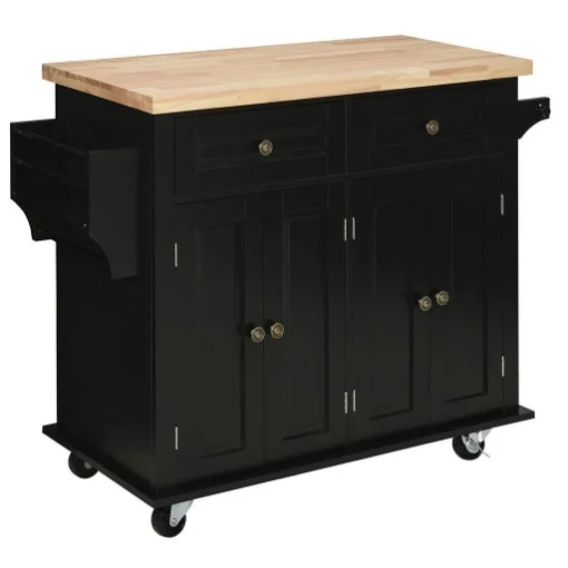 CARRELLO DA CUCINA PORTAVIVANDE CON CASSETTI ARMADIETTI E PORTASPEZIE NERO - MAURY'S