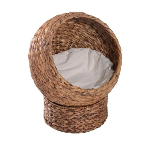 LETTO PER GATTI IN VIMINI CON CUSCINO IN COTONE BIANCO 42 X 33 X 52 CM - MAURY'S