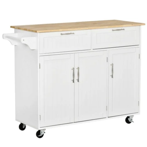 CARRELLO DA CUCINA MULTIUSO IN LEGNO 121X46X91CM BIANCO E MARRONE - MAURY'S