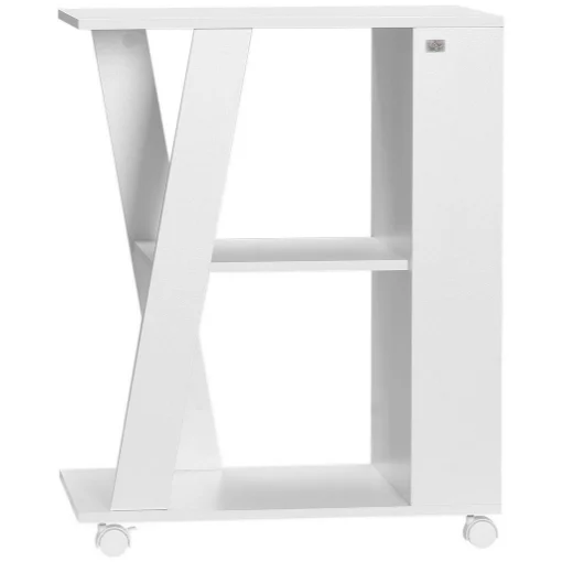 CARRELLO DA CUCINA MODERNO IN LEGNO CON 2 RIPIANI E RUOTE 60X38X77CM BIANCO - MAURY'S