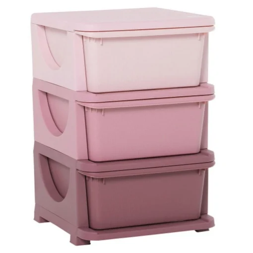 CASSETTIERA IN PLASTICA CON 3 CASSETTI 37X37X56.5CM ROSA - MAURY'S