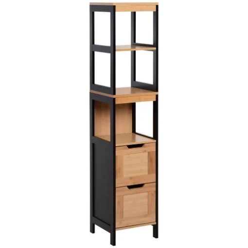 COLONNA DA BAGNO CON 2 CASSETTI E 3 VANI APERTI 30X30X144.3 CM LEGNO NATURALE - MAURY'S