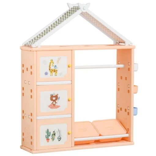 ARMADIO PORTAGIOCHI CON CONTENITORI E APPENDIABITI 128X34X155CM ARANCIONE - MAURY'S
