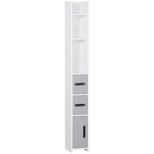 COLONNA BAGNO CON MENSOLE E ARMADIETTI 15X17X120CM BIANCO E GRIGIO - MAURY'S