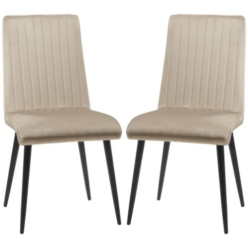 SET 2 SEDIE DA CUCINA IMBOTTITE CON GAMBE IN ACCIAIO 43X58X90CM MARRONE CHIARO - MAURY'S