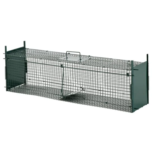 GABBIA TRAPPOLA PER ANIMALI VIVI CON DOPPIA PORTA 100X25X28CM VERDE SCURO - MAURY'S