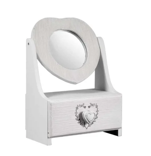 VINCY PORTAGIOIE CON SPECCHIO E CASSETTO 21 X 10 X 30 CM BIANCO - MAURY'S