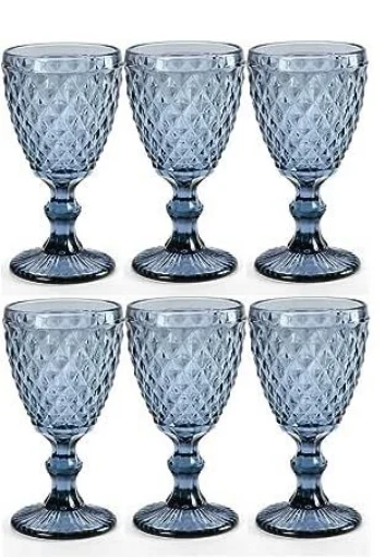 SET 6 CALICI DIAMANTE DA 210 CC IN COLORE BLU - GICOS