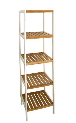 BAMBOO SCAFFALE BICOLOR A 5 RIPIANI 34 X 33 X 140 CM BIANCO E LEGNO - MAURY'S