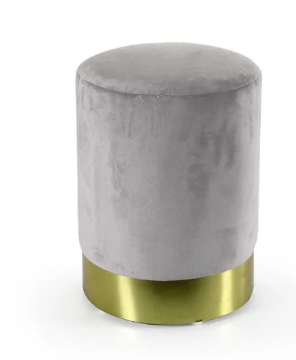 POUF IN VELLUTO CON BASE ORO 32 XH37 CM IN COLORE GRIGIO PERLA - MAURY'S