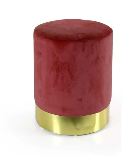 POUF IN VELLUTO CON BASE ORO 32 XH37 CM IN COLORE BORDEAUX - MAURY'S