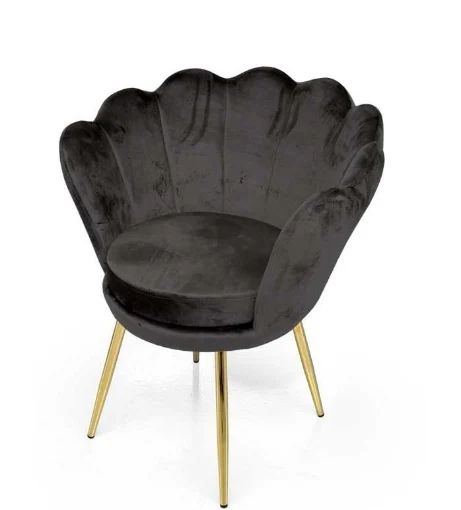 POLTRONA CON SEDUTA IN VELLUTO E GAMBE IN METALLO ORO 58 X 67 X79 CM NERO - MAURY'S
