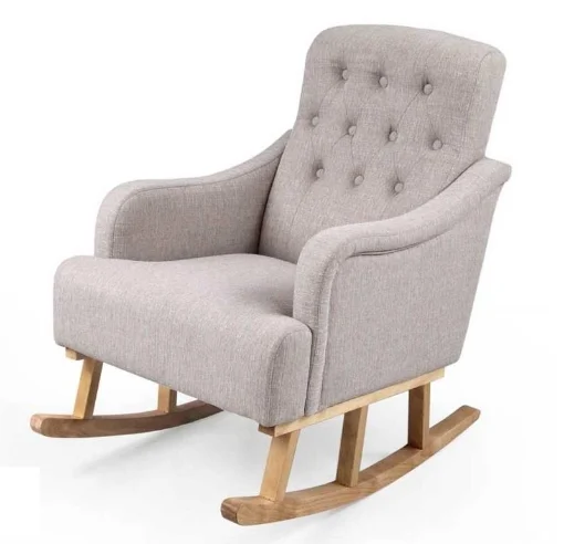 POLTRONA A DONDOLO IN TESSUTOTRAPUNTATA GAMBE IN LEGNO COLORE TORTORA 62X65X85CM - MAURY'S
