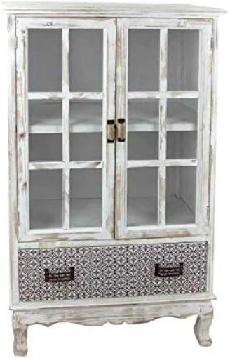 MOBILETTO ANTICATO CON CASSETTO E VETRINA 67X36X114 CM MULTICOLORE - MAURY'S