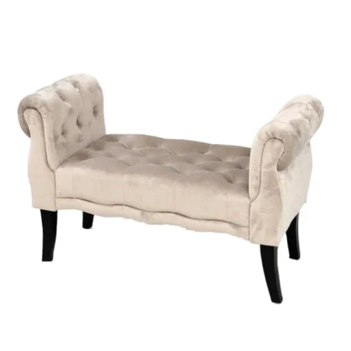 PANCA IN VELLUTO CON POGGIOLI 100 X 40 X H61 CM IN COLORE BEIGE - MAURY'S