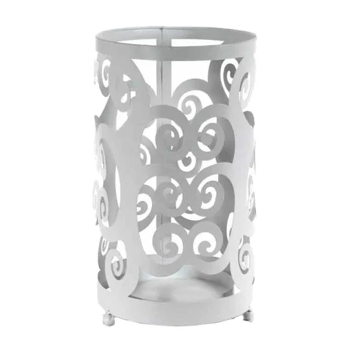 PORTAOMBRELLI TONDO IN METALLO DECORATO 22 X 42 CM COLORE BIANCO - MAURY'S