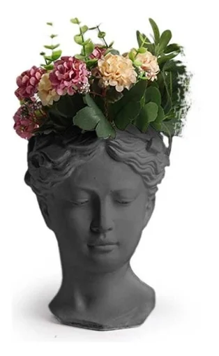 VASO TESTA DI MORO A DONNA 19X18X27 CM IN COLORE NERO - MAURY'S