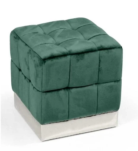 POUF CUBO IN VELLUTO CON BASE METALLO 39 X 39 X 40 CM COLORE VERDE - MAURY'S