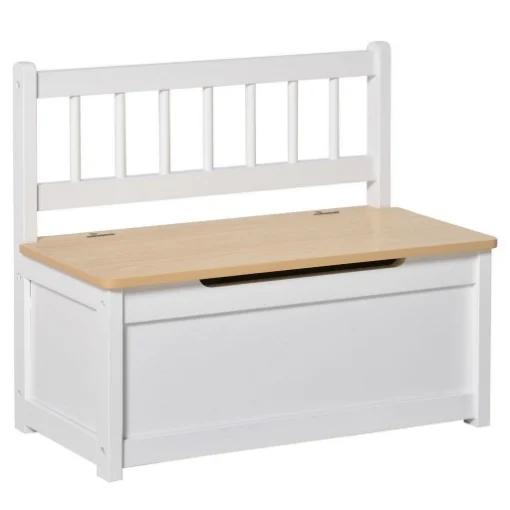 CASSAPANCA PER BAMBINI 2 IN 1 IN LEGNO 60X30X50CM BIANCO E LEGNO NATURALE - MAURY'S