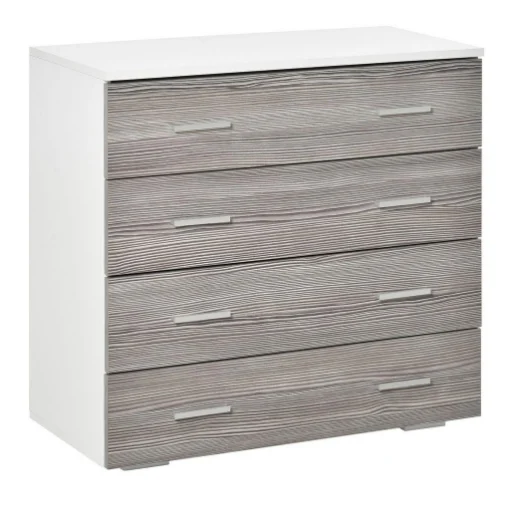 CASSETTIERA CON 4 CASSETTI IN LEGNO 76X35X72CM COLORE BIANCO GRIGIO - MAURY'S