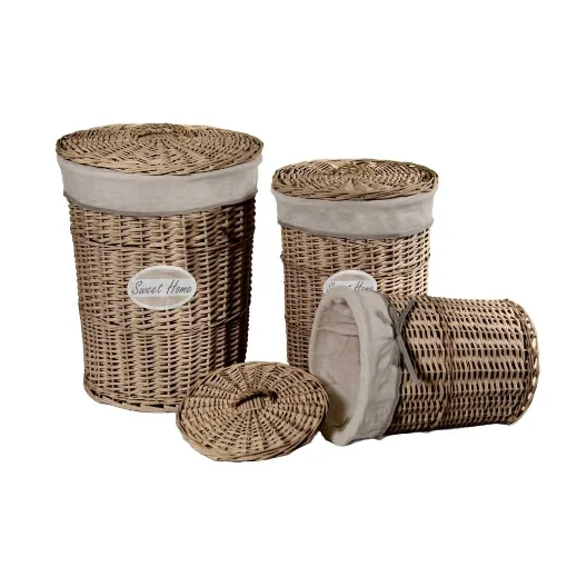 SET DI 3 CESTI PORTA BIANCHERIA SWEET HOME IN COLORE TORTORA - MAURY'S