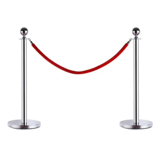COLONNINE IN ACCIAIO INOX SILVER SEPARACODE CON CORDONE ROSSO 32 X 95 CM - MAURY'S