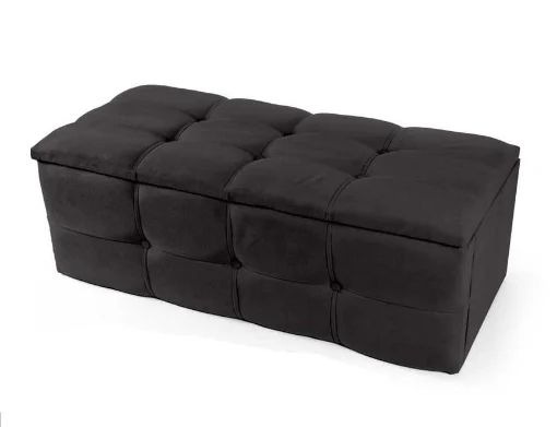 PANCA CONTENITORE AD EFFETTO TRAPUNTATO IN VELLUTO 95X40XH34 CM COLORE NERO - MAURY'S
