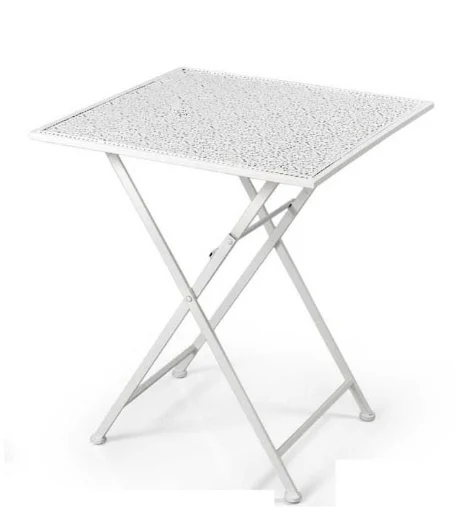 TAVOLO PIEGHEVOLE QUADRATO DA CAFFÈ IN METALLO 60 X 70 CM IN COLORE BIANCO - MAURY'S