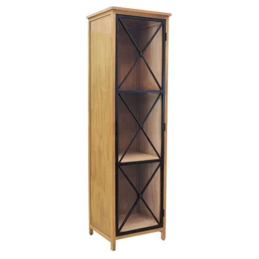 CELESTINE VETRINA IN LEGNO NATURALE CON VETRO A 2 RIPIANI 53X46X183,5 CM - MAURY'S